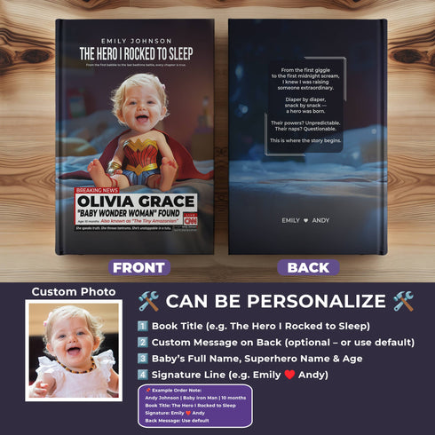 Custom Baby Wonder Woman Notebook – Personalized Superhero Journal with Photo & Name